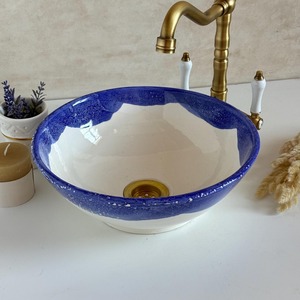 Lavabo moderne brillant en nacre écologique 26 cm – Finition premium durable pour salle de bain de luxe, spa, salon, complexe hôtelier et maison - Product Image 1