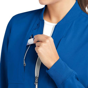 Uniforme Médico para Mujer, Azul, Poliéster Tejido, Uniforme de Hospital con Cierre Frontal y Bolsillo para Tarjeta de Identificación, Hecho en Fábrica - Product Image 2