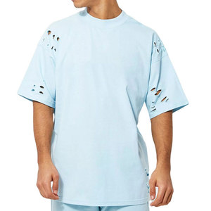เสื้อยืดทรงบ็อกซี่ผู้ชาย ผ้าฝ้ายหนา สไตล์สตรีทลำลอง รับผลิตแบบ OEM ODM ขายส่งจากโรงงาน - Product Image 1