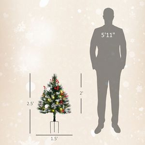 2ft Cordless <b>LED</b> Pre-Lit Artificial Christmas <b>Tree</b> 70 Branches Red Berries Pine Cones 2 Pack for Outdoor Entryway 2022 Christmas - Product Image 3