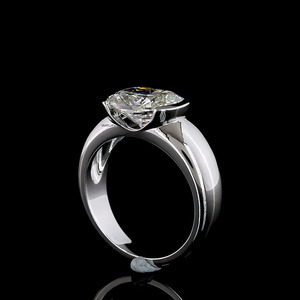 Anillo de Compromiso Solitario con Diamante Cultivado en Laboratorio con Certificación IGI, Corte Cojín, Engaste en Bisel, Oro 10K 14K 18K, Rodio, para Boda o Fiesta - Product Image 4