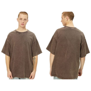 T-shirt pour homme surdimensionné en coton 100% premium, délavé à l'acide, tricoté, style streetwear vintage, avec logo imprimé personnalisé, fabriqué au Bangladesh - Product Image 4