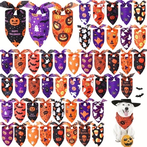 Bandanas d'Halloween personnalisées pour animaux de compagnie – Foulards imprimés citrouille, fantôme, chauve-souris pour chiens et chats – Accessoire saisonnier en gros - Product Image 1