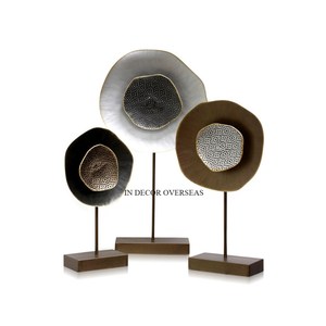 Juego de Esculturas de Bronce Metálico de Calidad Superior, Hechas a Mano, Forma Irregular, Arte Abstracto, Decoración de Mesa para Sala de Estar, 3 Piezas - Product Image 1