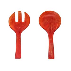 Resin salad spoon with green color Dinnerware Set Western Knife Fork Black Resin Handle Cutlery <b>Server</b> Salad Food Spoons - Product Image 2