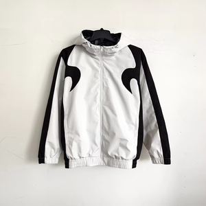 Men’s Panelled Windbreaker Tracksuit Set Black <b>White</b> Y2K Streetwear <b>Jacket</b> and Pants Lightweight Sportswear Outfit - Product Image 4