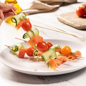 ไม้เสียบไผ่ขนาด 10 นิ้ว จำนวน 100 ชิ้น สำหรับทำชิชคาบับ ปิ้งย่าง ผลไม้ อาหารเรียกน้ำย่อย ค็อกเทล - อุปกรณ์บาร์บีคิว - Product Image 4