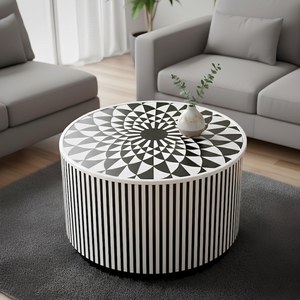 High quality bone inlay coffee <b>table</b> Modern bone inlay furniture accent Elegant living room centerpiece - Product Image 3