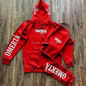 Vente en gros survêtement surdimensionné coupe sport impression bouffante survêtement coupe à capuche pantalon de survêtement ensemble de jogging pour hommes - Product Image 5