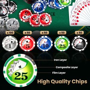 Ricreazioni familiari Texas Holdem Set di Chip da Poker per giochi di carte - Product Image 4