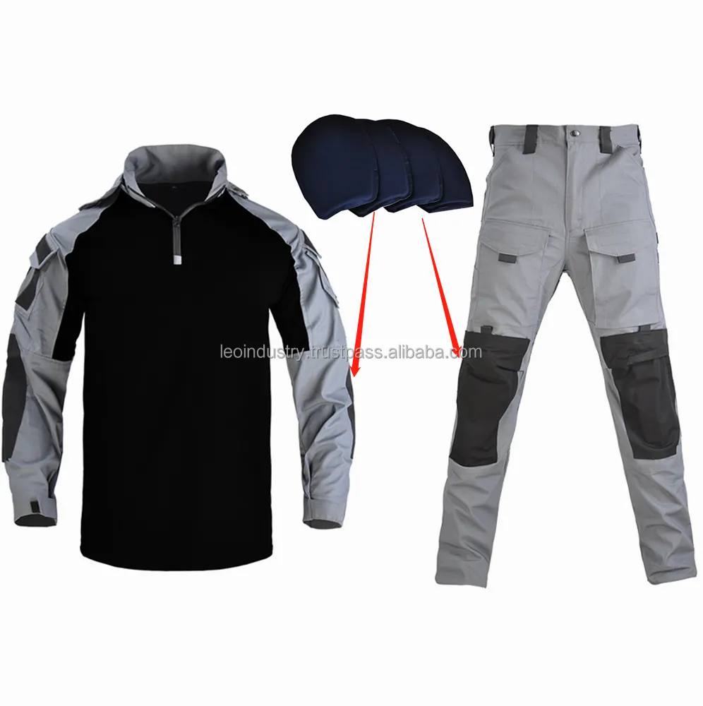 Traje de exterior de alta calidad, traje de sudor de camuflaje, bolsillo de carcasa suave táctico, conjuntos deportivos de uniforme de secado rápido para hombres