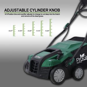 2-in-1 16 \ "Dethatcher scarificatore 15 Amp elettrico prato Dethatcher rimovibile 58QT sacco da giardino scarificatore aeratore manuale - Product Image 6