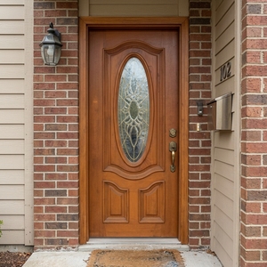 Puerta de Entrada de Madera Sólida de Lujo con Vidrio Decorativo Ovalado - Product Image 6