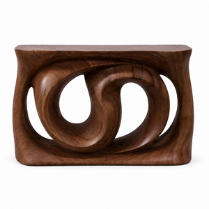 Natural Suar Wood Unique <b>Console</b> <b>Table</b> Twisted Organic Shape High Quality Walnut Finish Modern Leg <b>Entry</b> Hotel Apartment Bedroom - Product Image 2