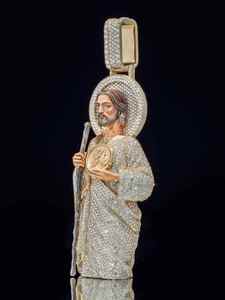 Colgante Religioso Iced Out de Moissanita, Plata 925 Bañada en Oro de 14K, Figura Cristiana, Joyería Hip Hop para Regalo de Fiesta - Product Image 3