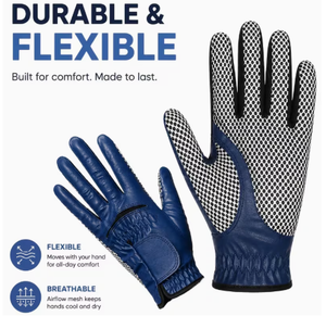 Guantes Deportivos de PU Duraderos y Flexibles, Transpirables, Estilo Casual para Exteriores, Color Azul, para Todas las Temporadas, Cómodos para Golf - Product Image 1