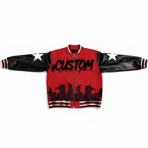 2026 Luxury Red <b>Baseball</b> <b>Jacket</b> <b>Men's</b> Hip Hop Graphic Print Varsity <b>Jacket</b> High Quality Faux Leather Sleeve Streetwear Bomber - Product Image 6