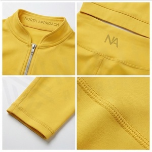 Yellow 2 Piece Yoga Set Sleeveless Crop <b>Top</b> High Waist Full Length Leggings <b>Zipper</b> Front Solid Color Sportswear - Product Image 4