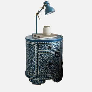 Mesa de Cajones con Incrustaciones de Hueso de ILAHI, Diseño Moderno con Detalles de Ágata, Almacenamiento de Tres Niveles, Mueble Portátil para el Hogar - Product Image 3