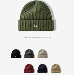 Bonnet unisexe en tricot côtelé jacquard avec broderie en strass, 100% polyester, couleur unie, décontracté, pour l'hiver, taille adulte 56-58 cm - Product Image 5