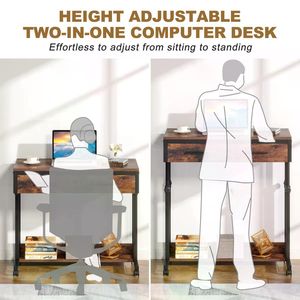 โต๊ะคอมพิวเตอร์แบบพกพาปรับระดับความสูงได้พร้อมลิ้นชักโต๊ะข้างเคลื่อนที่ได้ - Product Image 5