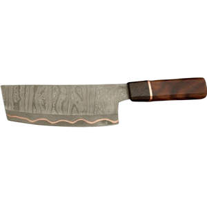 Couteaux de cuisine en acier Damas faits à la main avec manche en bois de qualité supérieure, lame large et tranchante pour la cuisson professionnelle des légumes et de la viande - Product Image 1