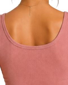 Top corto sin mangas de algodón acanalado rosa para mujer, con botones frontales, ajuste ceñido, estilo casual de verano, suave y elástico, top básico de moda. - Product Image 6