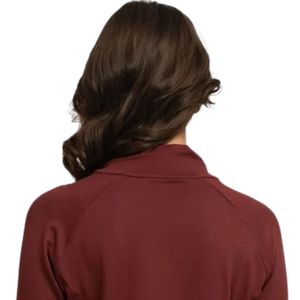 Haut décontracté ajusté pour femme, bordeaux, à manches longues, col montant zippé, extensible, basique, pour le quotidien - Product Image 4