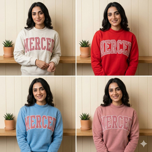 Vêtements grecs rétro surdimensionnés Merced |   Pull en molleton à col montant brodé personnalisé |   Pull en coton épais pour l'hiver - Product Image 5