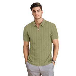 T-shirt à manches courtes en polycoton texturé pour homme – Coupe décontractée classique pour un confort et un style quotidiens - Product Image 1