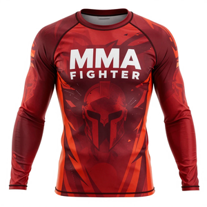 MMA Fighter Long Sleeve Rash Guard Full Sleeve <b>Compression</b> <b>Shirt</b> Quick Dry <b>Men's</b> Sport Top Sublimation Print Design Rash Guard - Product Image 2