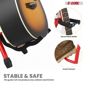 Sgabello per Chitarra Pieghevole a 5 Gambe Imbottito con Schienale, Poggiapiedi Integrato e Struttura in Ferro - Product Image 4