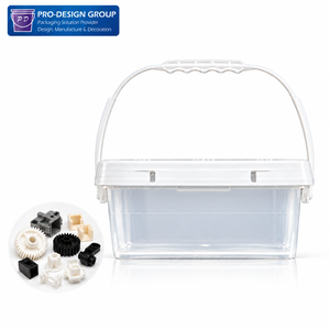 4L Square <b>Plastic</b> Bucket with Lid and Handle for <b>Plastic</b> Components Injection Molded Parts Storage Packaging - Product Image 1