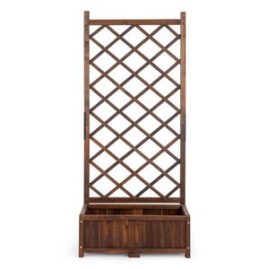 Fioriera da Giardino Esterna Alta 67 Pollici con Pannelli a Griglia, Fioriera Rialzata in Legno con Fori Decorativi - Product Image 4