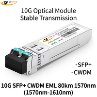 Transceiver Optik 10G SFP+ CWDM 80km, 1470-1610nm, Dual LC SMF, Kompatibel dengan Cisco Arista Mellanox Ubiquiti Dell, Garansi 3 Tahun