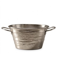 Seau à glace rond en métal doré de style européen, fait main, avec texture martelée, idéal pour les bars et les soirées haut de gamme