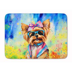 Yorkshire Terrier Hippie Dawg tapis de bain en mousse à mémoire lavable en Machine Anti-Fatigue tapis de cuisine coussin de confort pour bain cuisine - Product Image 1