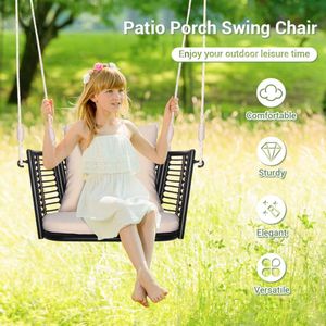 Singola persona tessuto Rattan schienale Patio altalena con sedile appeso per uso cortile - Product Image 6