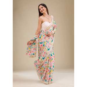 Saree de créateur pour les fêtes Robes de club avec broderie et paillettes - Product Image 2