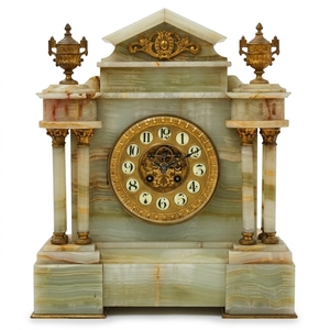 Light Green Onyx Globe Shape Quartz Analog <b>Desk</b> Clock with Gold Frame 5.6 Inch Custom Logo Design - Product Image 2