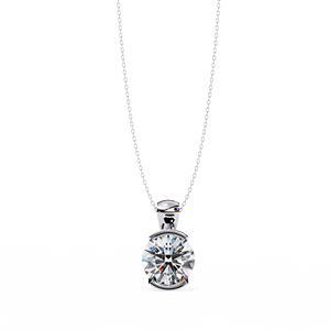 Collier pendentif solitaire en or rose 14 carats avec diamant jaune de laboratoire de 2,22 carats, minimaliste, délicat, demi-sertissage, bijoux de mariage tendance - Product Image 2