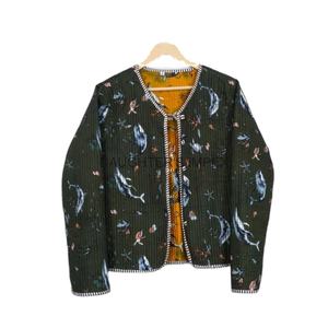 Veste courte matelassée en coton imprimée tendance indienne pour femmes, réversible, écologique, taille unique - Product Image 2