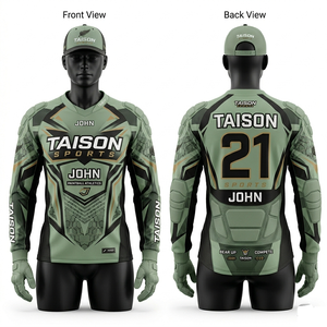 Jersey de Paintball para Mujer, Resistente, 175 GSM, Poliéster que Absorbe la Humedad, Verde Oliva, con Panel de Protección Acolchado, Sublimación Personalizada - Product Image 1