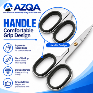 Elegante tijera de manicura de acero inoxidable pulido con logotipo privado para el cuidado de cutículas, cejas y vello facial. - Product Image 5