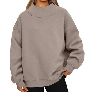 Sudadera de Felpa Suave de Algodón para Mujer con Logotipo Personalizado, Cuello Alto, Estilo Urbano, Talla Grande, con Color Personalizado - Product Image 2