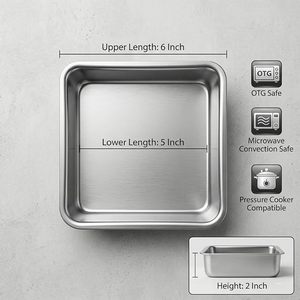 Juego de moldes cuadrados para pastel de aluminio, 1 unidad (6 pulgadas) |   Molde para Pastel Cónico, Bandejas para Hornear de Grado Alimenticio - Product Image 2