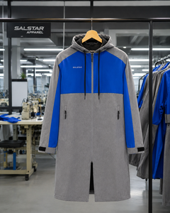 New Unisex Swimming Parka <b>Waterproof</b> Windproof <b>Long</b> Coat Fleece Lined Wave Print Zipper Closure Swim Team Training <b>Jacket</b> Hot - Product Image 5