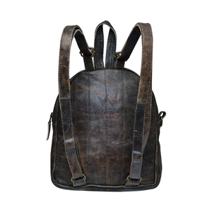 Leather Backpack Genuine Cowhide Geometric <b>Studded</b> Zipper <b>Bag</b> Soft Handle Water Resistant Womens Daily Carry - Product Image 3