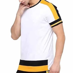 เสื้อยืดคอกลมแขนสั้นลายใบไม้สีขาวดำสำหรับผู้ชาย ทรงปกติ ผ้าเจอร์ซีย์พิมพ์ลาย ผ้าฝ้าย - Product Image 5