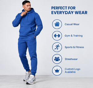 Ensemble de survêtement décontracté bleu pour homme : sweat à capuche et pantalon de jogging assorti - Product Image 3